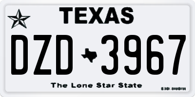 TX license plate DZD3967