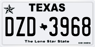 TX license plate DZD3968