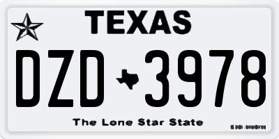 TX license plate DZD3978