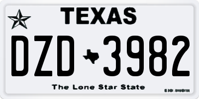 TX license plate DZD3982