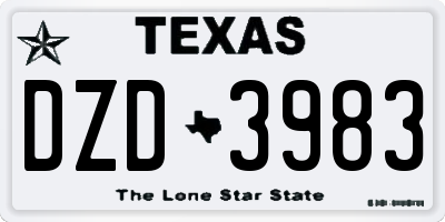 TX license plate DZD3983