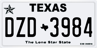 TX license plate DZD3984