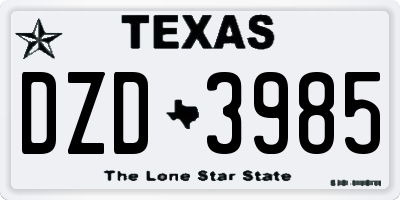 TX license plate DZD3985