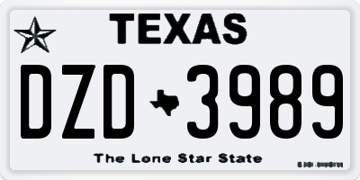 TX license plate DZD3989