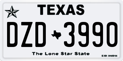 TX license plate DZD3990