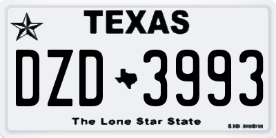 TX license plate DZD3993