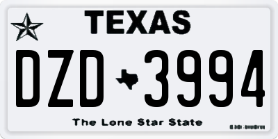TX license plate DZD3994