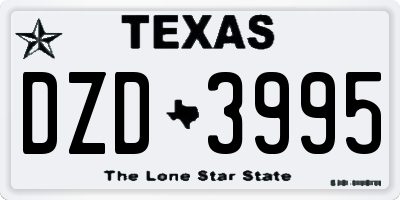 TX license plate DZD3995