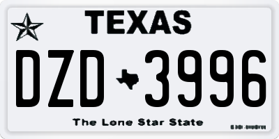 TX license plate DZD3996