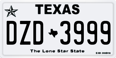 TX license plate DZD3999