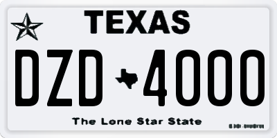 TX license plate DZD4000