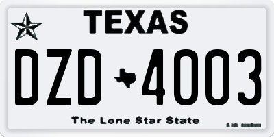 TX license plate DZD4003