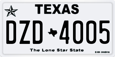TX license plate DZD4005