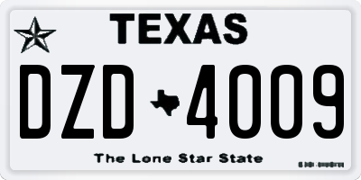 TX license plate DZD4009