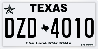 TX license plate DZD4010