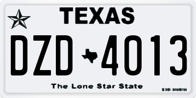 TX license plate DZD4013