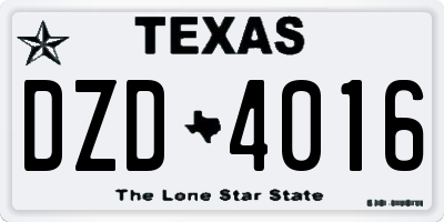 TX license plate DZD4016