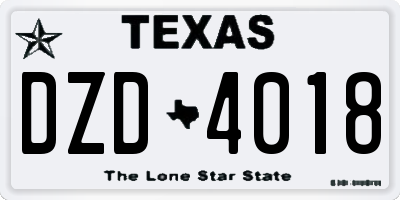 TX license plate DZD4018
