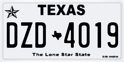 TX license plate DZD4019
