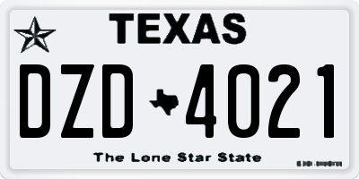 TX license plate DZD4021