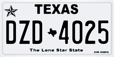 TX license plate DZD4025