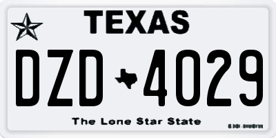 TX license plate DZD4029