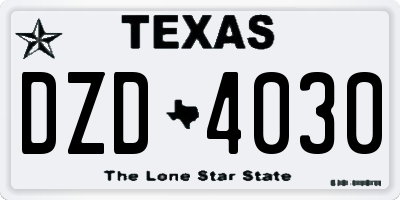 TX license plate DZD4030