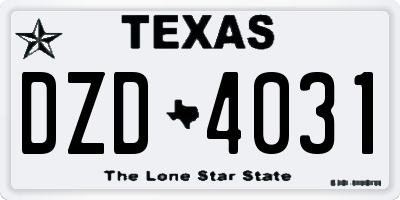 TX license plate DZD4031