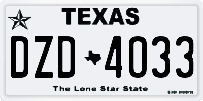 TX license plate DZD4033