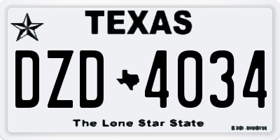 TX license plate DZD4034