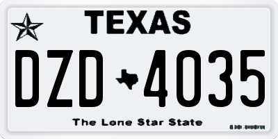 TX license plate DZD4035