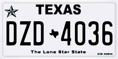 TX license plate DZD4036