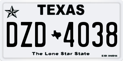 TX license plate DZD4038