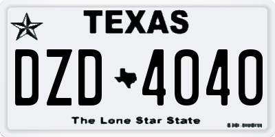 TX license plate DZD4040