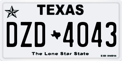 TX license plate DZD4043