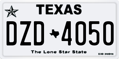 TX license plate DZD4050