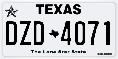 TX license plate DZD4071