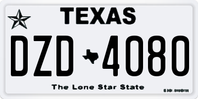 TX license plate DZD4080