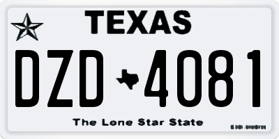 TX license plate DZD4081