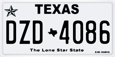 TX license plate DZD4086