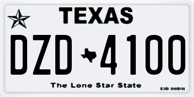TX license plate DZD4100