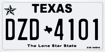 TX license plate DZD4101