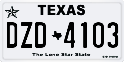 TX license plate DZD4103