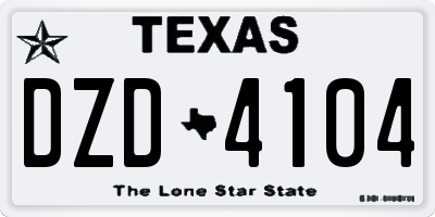 TX license plate DZD4104