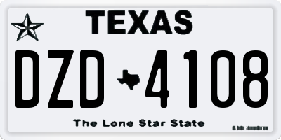 TX license plate DZD4108