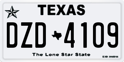 TX license plate DZD4109