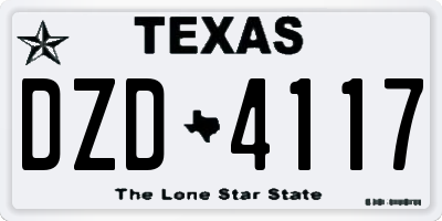 TX license plate DZD4117