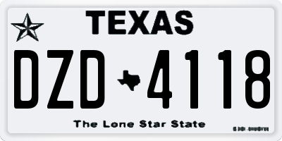 TX license plate DZD4118