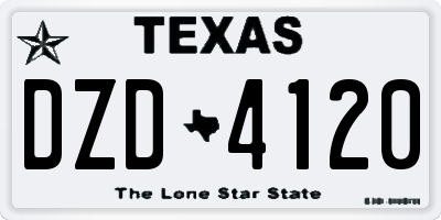 TX license plate DZD4120