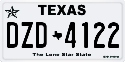 TX license plate DZD4122